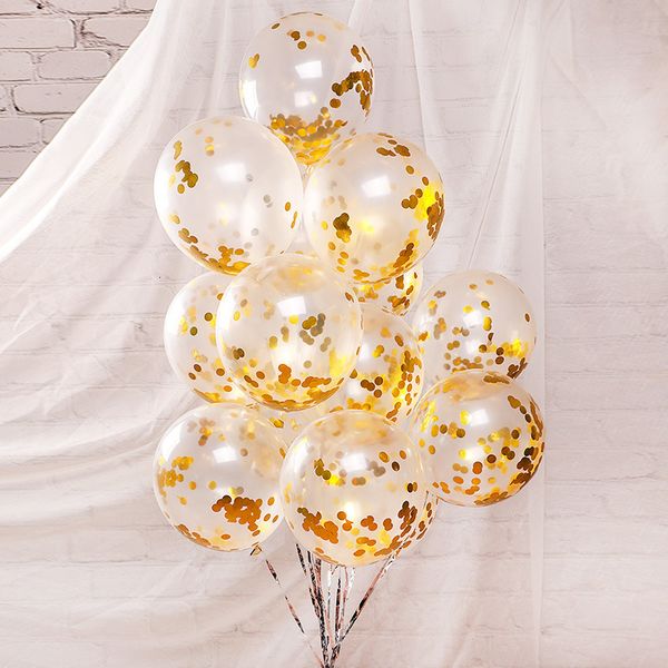 

5/10/15/20pcs 12inch glitter foil latex confetti balloons clear ballon happy birthday baby shower wedding party decor air globos