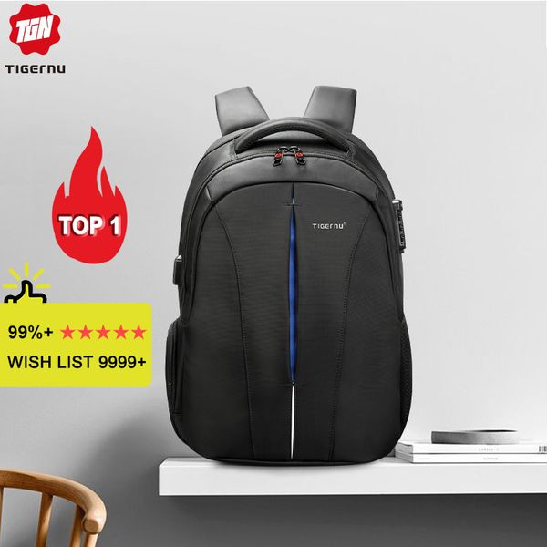 

tigernu splashproof 15.6inch lapbackpack no key tsa anti theft men backpack travel teenage backpack bag