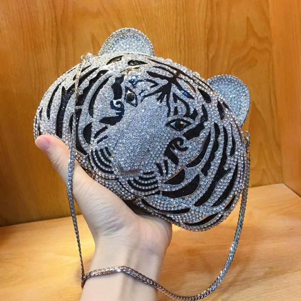 

fashion tiger gold crystal day clutches evening bags women party purse luxury clutch bag ladies night bags wedding chain handbag