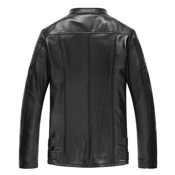 

genuine leather jacket men real sheepskin leather bomber jackets spring autumn motocycle plus size 19-823 mf6121, Black