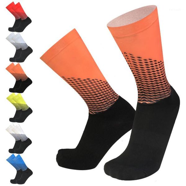 

sports socks professional team seamless silicone cycling functional cloth splice comfortable breathable road bike socks1, Black