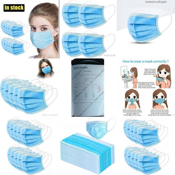 

ear-loop masks 3 face shipping mouth layer fast cover 3-ply non-woven disposable dust mask soft breathable outdoor