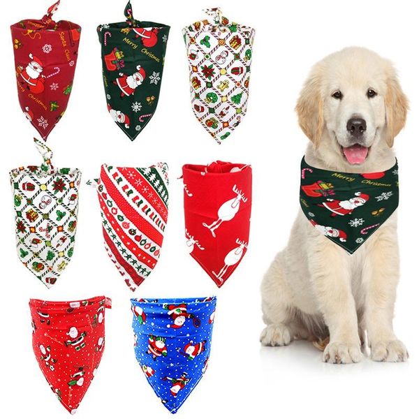

christmas pet dog bandana cotton puppy bandanas bibs adjustable dog cat scarf washable pet neckerchief saliva towel