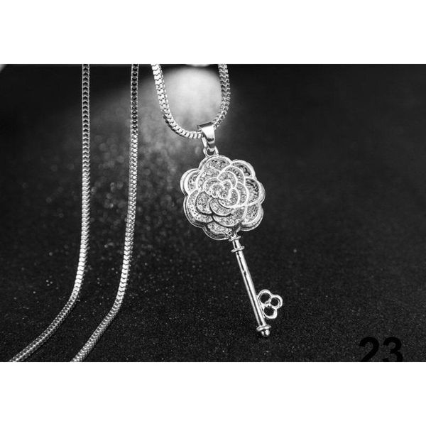 

new silver sweater chain rhinestone pendant necklace wholesale wedding jewelry owl bling austrian crystal korea wmtkjz lihuibusiness