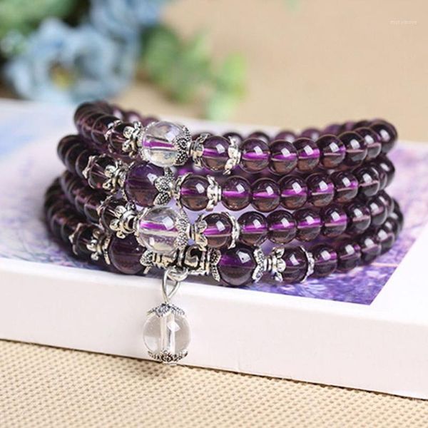 

2020 charming fine jewelry 6mm crystal stone 108 prayer beads mala bracelet necklace1, Black