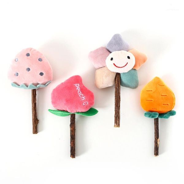 

cat toys legendog 1pc catnip toy plush bell carrot peach flower decor kitten chewing bite pet supplies favors1