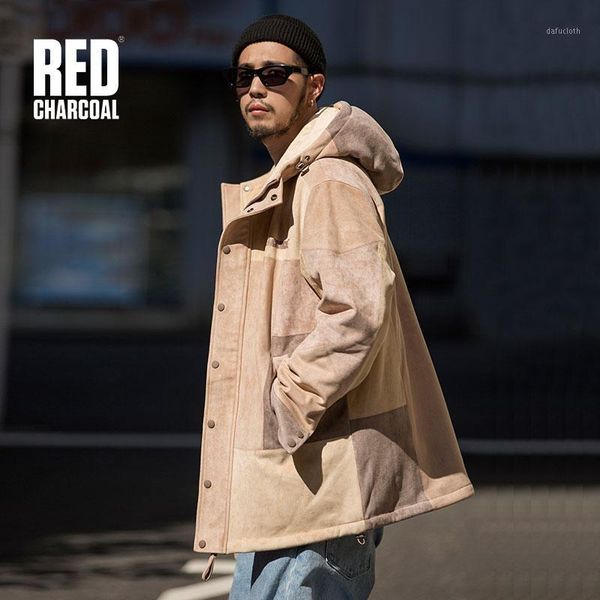 

red charcoal 2019 a/w iadf181 rock suede fabric long parka c1, Black