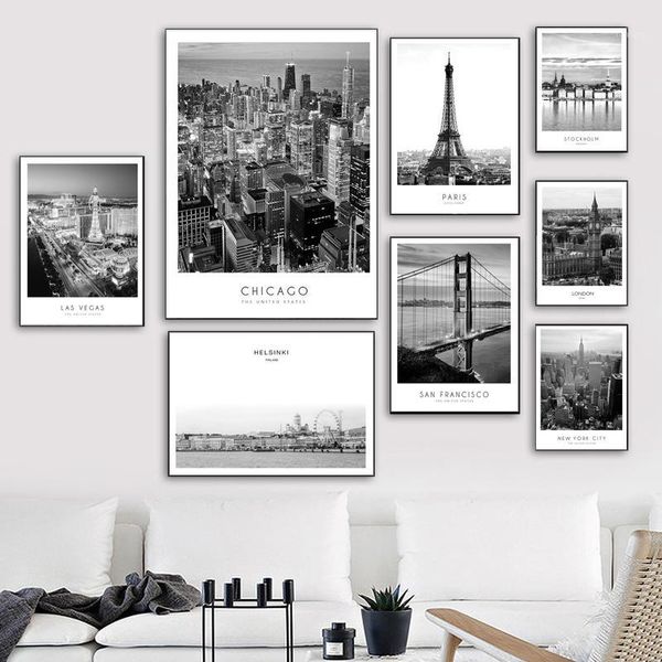 

modern black and white p posters and prints new york london paris city wall art landscape for living room home decoration1