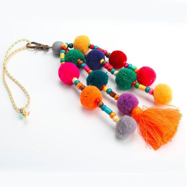 

colorful pompones cute pom pom tassels keychain pompom keyring diy hanging tassel key rings fashion jewelry qh6004 h jllmuj