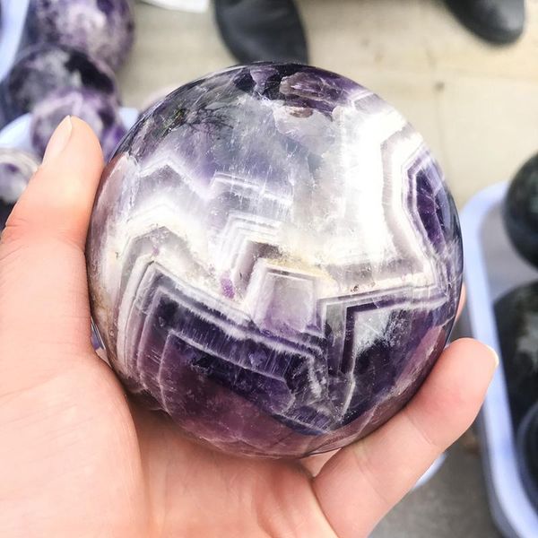 

large size high polished dogtooth amethyst chevron-amethyst banded dream amethyst sphere ball healing 7 qylmeb, Black