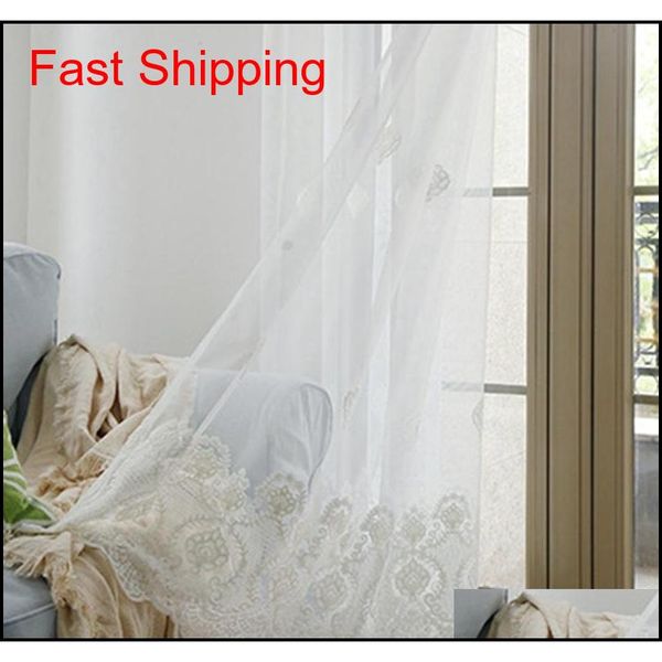 

korean pure white lace embroidered voile curtain for living room bedroom embroidered sheer tulle window treat qyldxb bbgargden