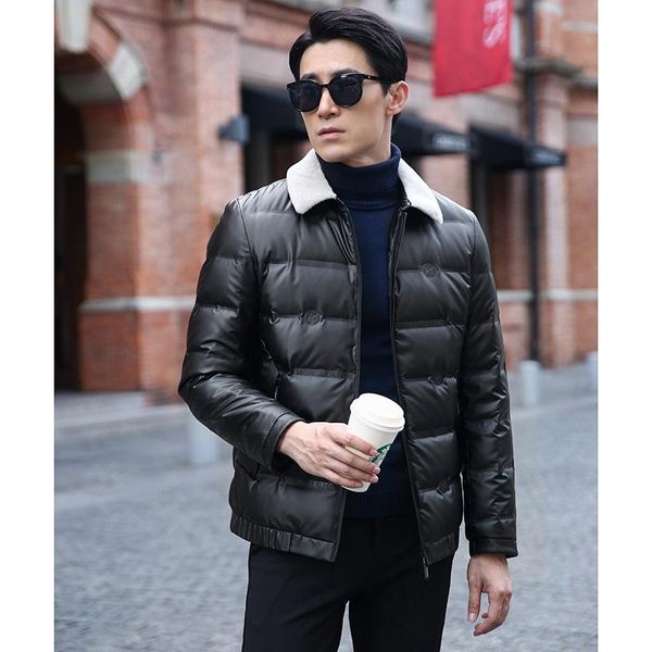 

young fashionable plus-size men down jacket oversized male wool jacket coat lapels in the fall and winter of fat, Black