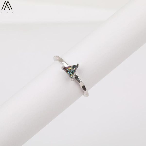 

5pcs/lot natural drusy geode agates triangle beads silvery rings for women natural stone adjustable rings boho jewelry hs-66amab1, Slivery;golden