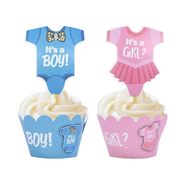 

ers props decor cupcake shower wrappers dessert decoration and sets p gender party table girl baby cake or reveal boy 24 qylvdf