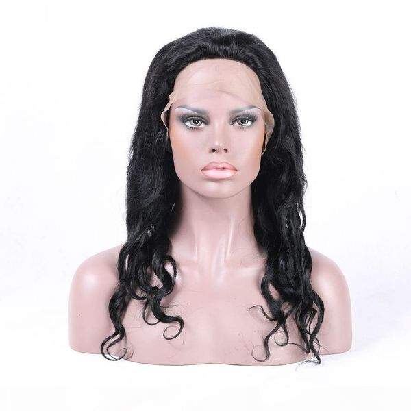 

indian human hair full lace wig pre plucked hairline loose wave lace front wig natural color for women, Black;brown