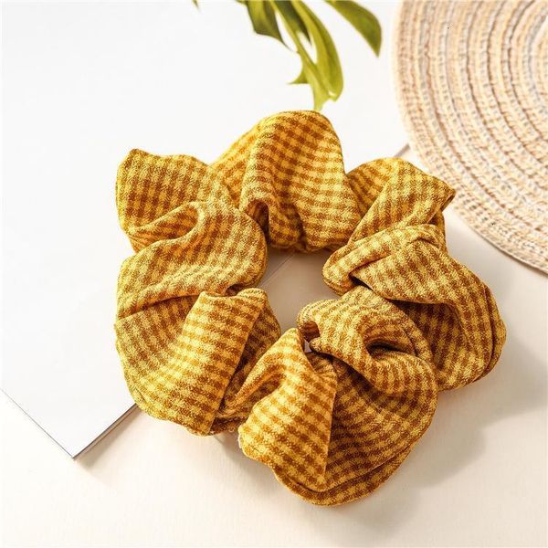 

factory37e9tie vintage grid plaid design women scrunchie ponytail holder rope scrunchy basic hair band