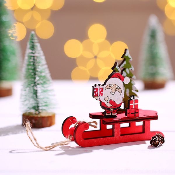 

0lk0n new christmas ornaments diy accessories color assembled sled diy wooden trolley accessories ornaments for the elderly deer drawn cart
