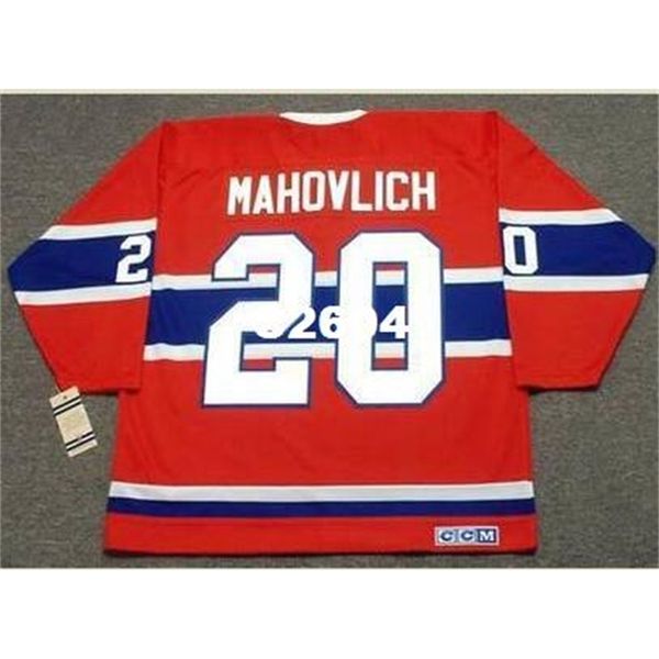 

men #20 peter mahovlich montreal canadiens 1973 ccm vintage retro hockey jersey or custom any name or number retro jersey, Black