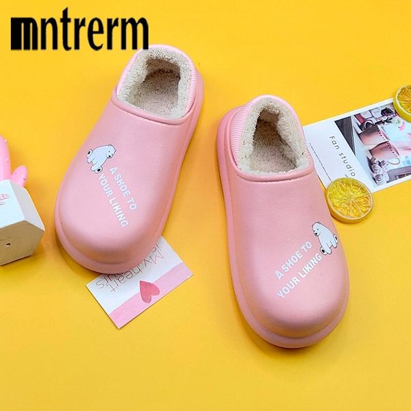 

mntrerm new style eva waterproof cotton slippers women thick-soled winter indoor home household indoor shoes with warmth y201026, Black