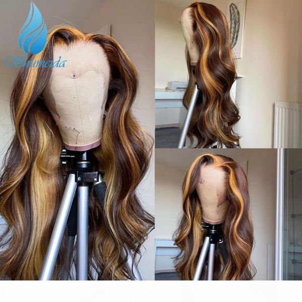 

highlight color 13*6 lace front human hair wigs peruvian remy hair body wave glueless lace wig with baby for women, Black;brown