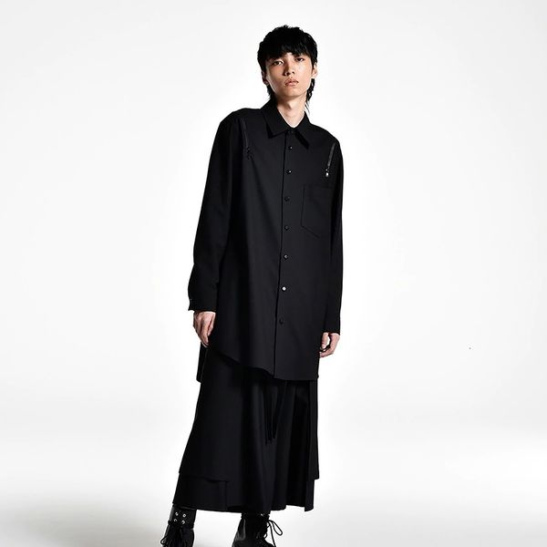 

2021 new s-6xl men dark shirt department long sewing. 8hc6, Black