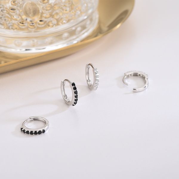 

februaryfrost brand small hoop earrings gold filled clear cubic zirconia round hoop earrings for women jewelry 100% 925 sterling silver earr, Golden;silver