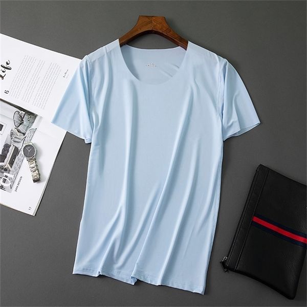

seamless t-shirt men ice silky cool breathable short-sleeved shirt round neck and v-collar thin fitness quick-drying clothes 220302, White;black