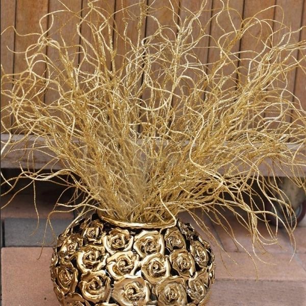 46 cm lunga simulazione pianta artificiale erba dorata ornamenti di Natale glitter Bling fiori artificiali per la decorazione domestica Y201020