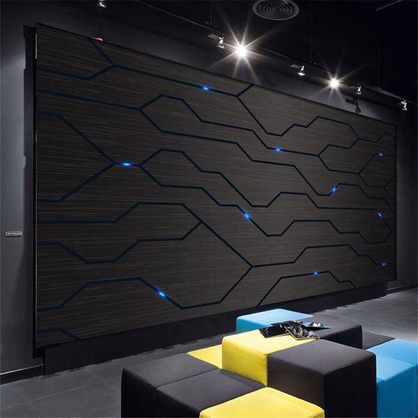 3D preto decoração de metal parede decoração mural e-sports hall 3d murais papel de parede para sala de estar