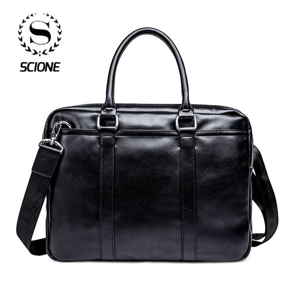 

scione men pu briefcase office lapbag waterproof superior soft pu leather luxury shoulder handbag for men fashion briefcase