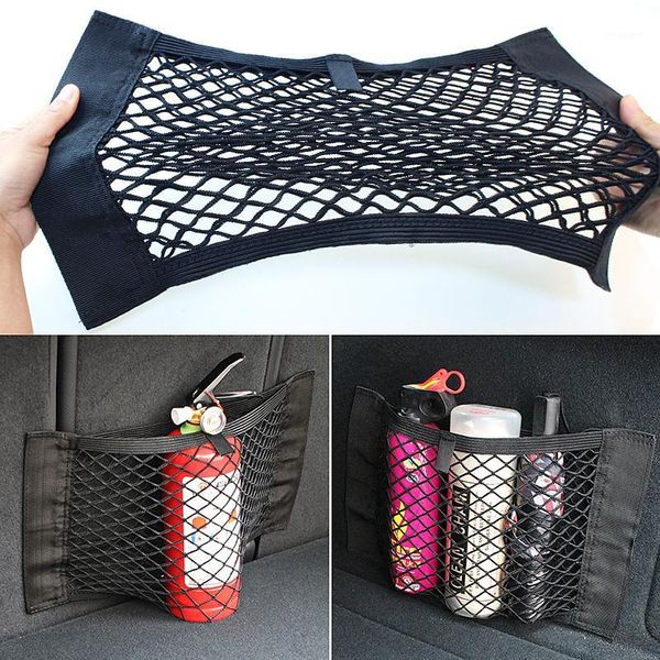 

car organizer back rear trunk seat elastic string net magic sticker auto accessories travel pocket bag network stowing tidying1