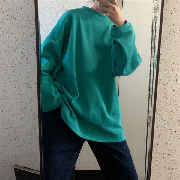 

2020 женщин крупногабаритного hoodie harajuku solid plus размер женщина весна осень ulzzang с длинным рукавом сыпучего простой толстовка, Black