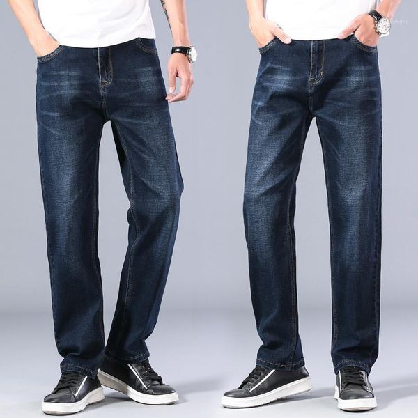 

2020 new men's summer jeans loose casual classic stretch denim trousers pants male brand clothes plus size 40 42 441, Blue