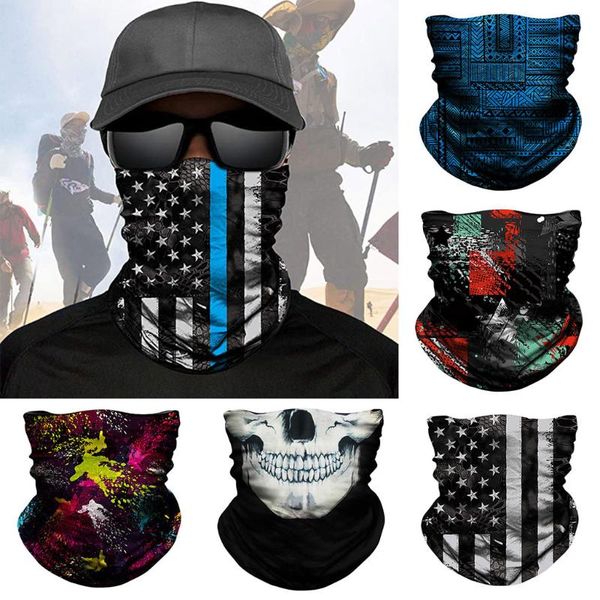 

magic scarf 3d seamless cotton skull bandana hiking sport tube face bicycle headband buffs hunting winter snowboard balaclava, Blue;gray