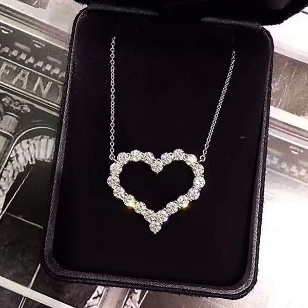 

exquisite and fashionable heart shaped zircon diamond necklace pendant for women's engagement collarbone designer necklace jewelry, Silver