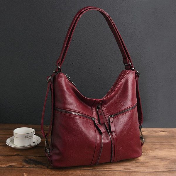 

women bags designe handbags sheepskin leather ladies tote bags female big shoulder for women girls bolsa red
