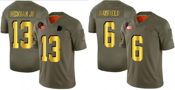 

men #6 baker mayfield women youth olive gold salute to service limited jersey, Black;red