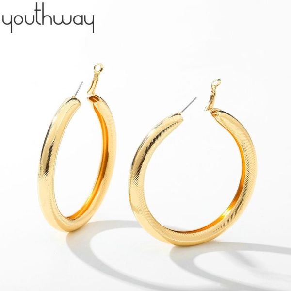 

hoop & huggie 69mm exaggerated large thread earrings thick gold plated metal trend show street s jewelry, Golden;silver