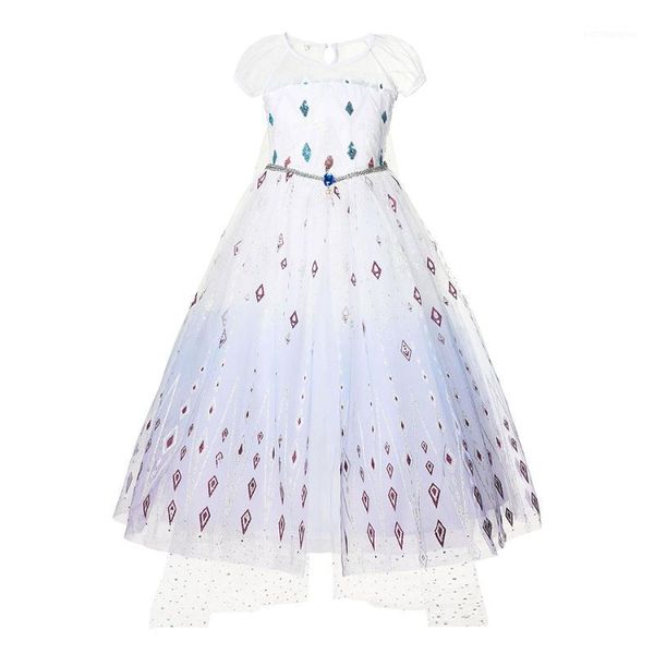 

girl's dresses snowflake sequin dress for girls snow queen 2 inspired princess costumes kids lace tulle gown children summer clothes1, Red;yellow