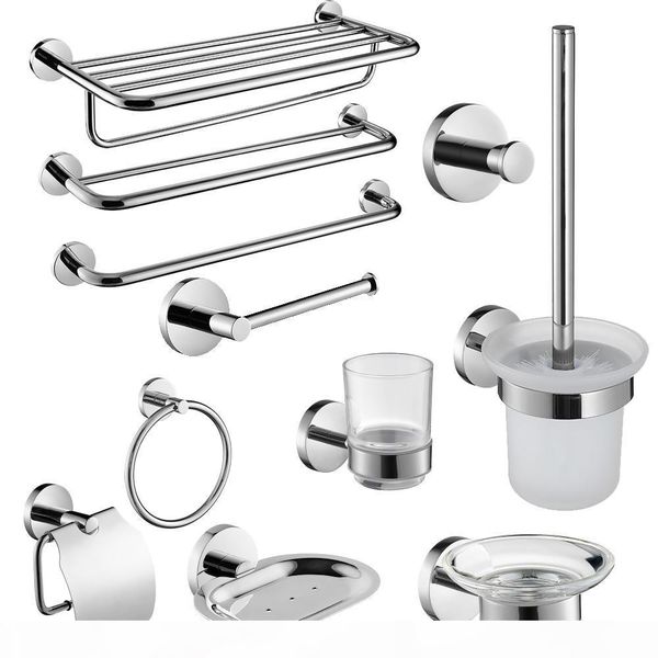 

sus 304 stainless steel bathroom hardware set mirror polished bathroom accessories paper holder toothbrush holder towel bar jllzpt