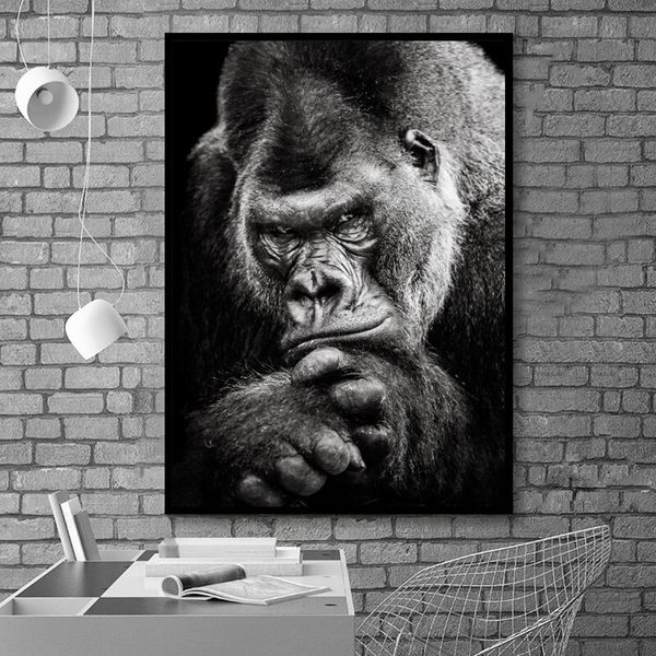 

черный горилла холст картина креативное животное обезьяна плакаты и принты стены фотографии для гостиной спальня современное украшение дома