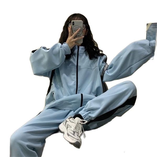 

new 2021 fashion spring and in the autumn casual female suit loose student jacket two piece tyjtjy pants c2wa, White