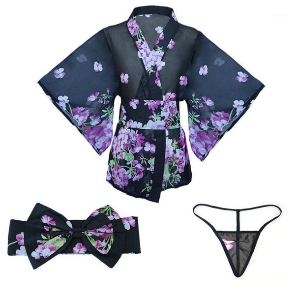 Vestido de quimono japonês sexy pijamas yukata para mulheres cueca de roupas íntimas de roupa de cama