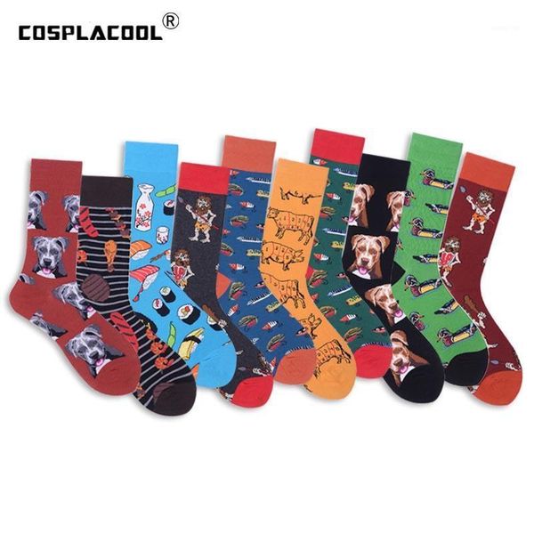 

cosplacool]mens sushi animals dog pig novelty socks combed cotton funny socks men big size crew skateboard calcetines1, Black