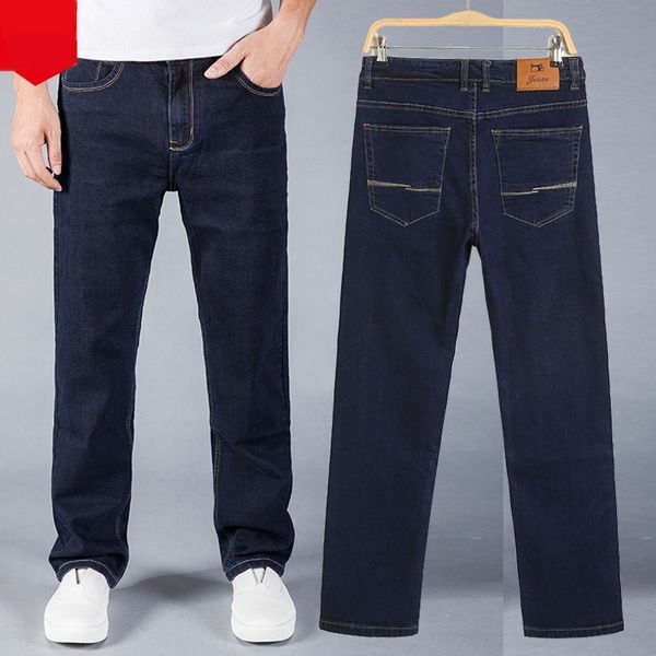 

autumn winter 2020 thick loose men's straight long pants plus extra size fat and jeans trousers and jeans man's thick leg fat pant, Blue