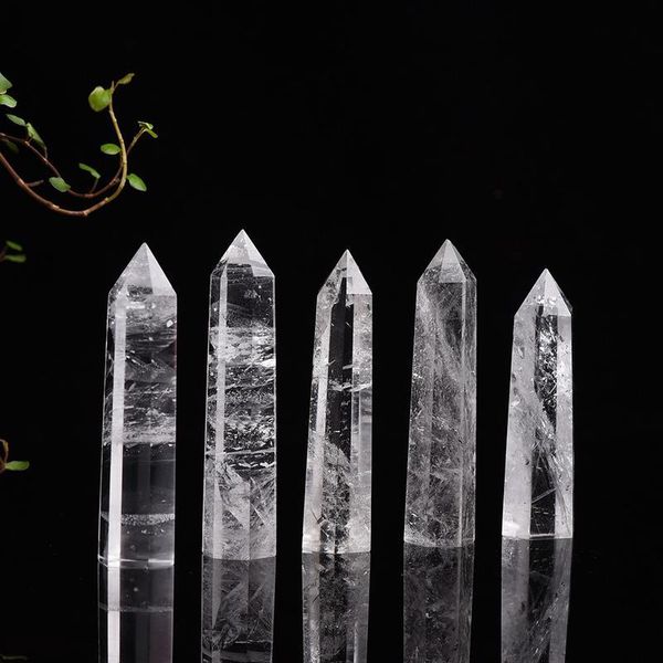

natural white crystal clear quartz 4-8cm quartz crystal stone point healing hexagonal wand treatme qylhcg, Black