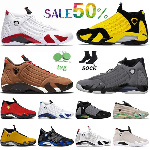 

fashion jumpman 14 14s basketball shoes high og sneakers candy cane black yellow winterized light graphite hyper royal particle grey fortune