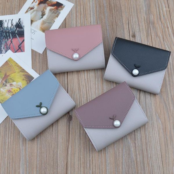 

wallets lism small wallet 2021 ladies short cute contrast color simple personality mini coin purse1, Red;black