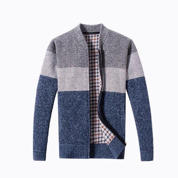 

men's jackets fashion jumper casual men knitted sweatshirt warm fleece knit coat jacket size -3xl1, Black;brown