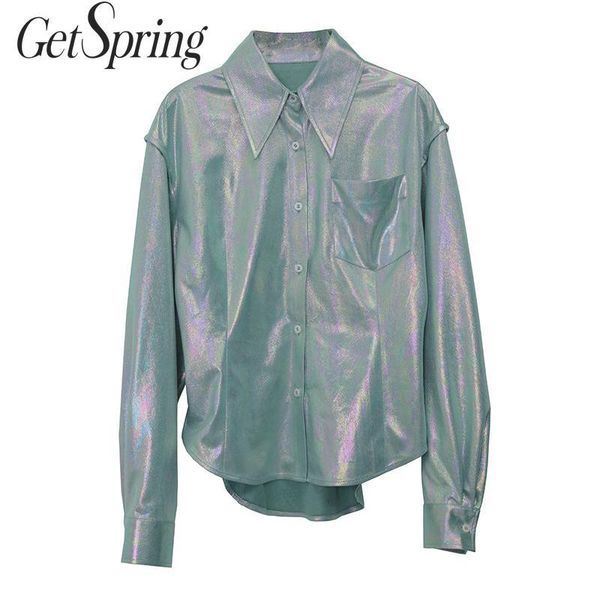 

getspring women shirt long sleeve irregular womens blouses all match vintage blouses woman 2020 new fashion autumn, White